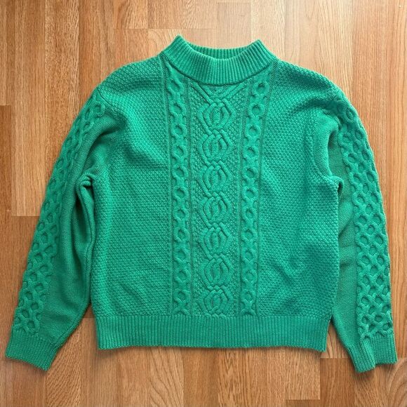 URBAN OUTFITTERS UO Austin Mock-Neck Cable Knit  Sweater Green Size XS - Picture 3 of 8